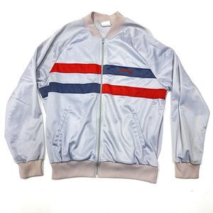 Adidas Vintage Made In USA Track Jacket Gray Red & Blue Stripe Full Zip XL